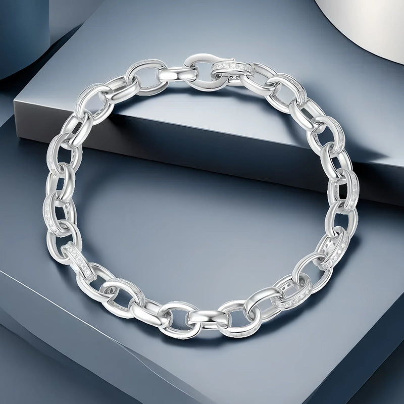 Stylish Full Moissanite Chain Link Bracelet